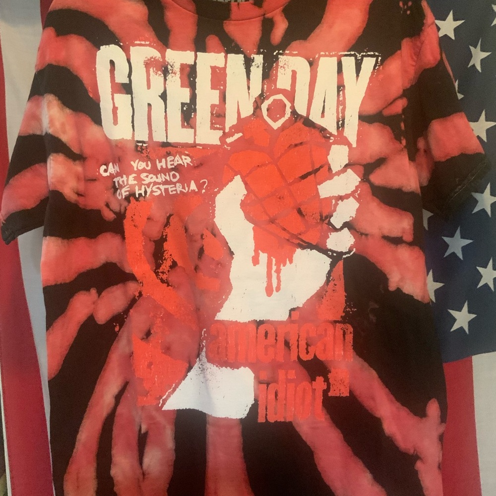 Green Day Red and Black Tie-Dye T-Shirt